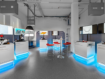 View of the Machine Vision Lab with its illuminated demonstrators