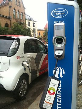 e-car at its charging station