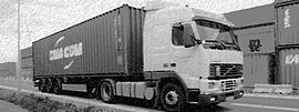 lorry in black-and-white
