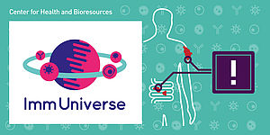 Projekt Logo und Darstellung der Suche nach Biomarkern bei Darm und Hautkrankheiten