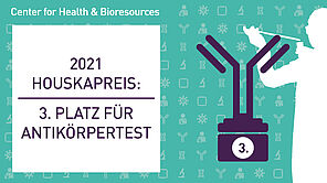 2021 Houskapreis: 3. Platz für Antikörpertest. Ein Aufmacherbild das einen Antikörper als Preis darstellt.