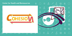 [Translate to English:] PProject logo and a stylised eye from which a section is enlarged until the blood vessels can be seen.
