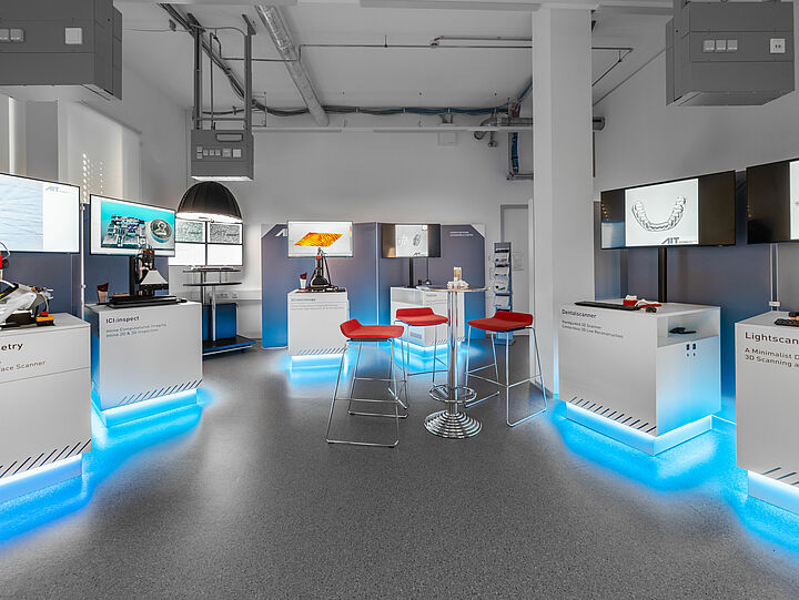 View of the Machine Vision Lab with its illuminated demonstrators