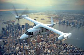 animiertes Flugzeug über New York