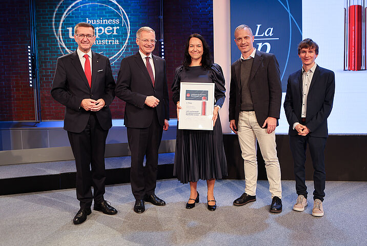 Landesrat Markus Achleitner, Landeshauptmann Thomas Stelzer, Carina Schlögl (LKR), Georg Kunschert (LKR), Philipp Stadler (Kronen Zeitung)