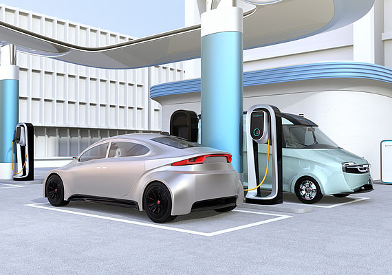 charging station for electric cars in a simulation