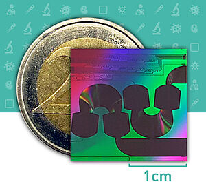  Picture of the chip compared to a 2EUR coin