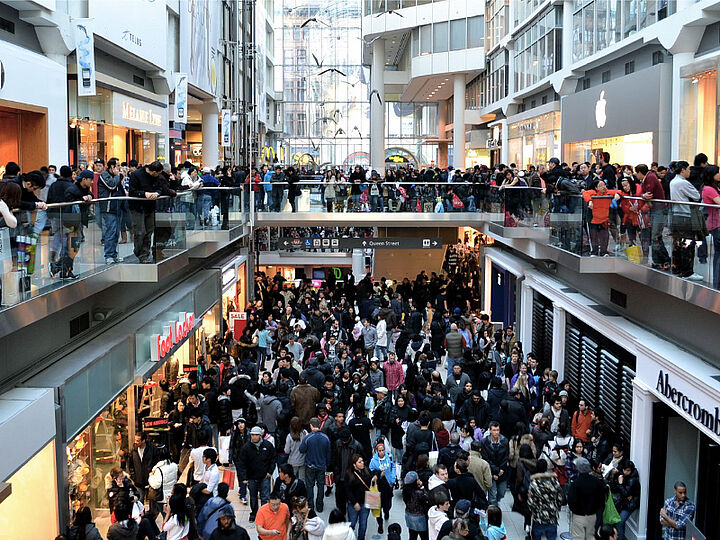 Shopping centre with a lot of people