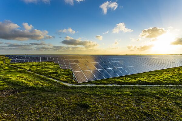 Feld mit Solaranlage