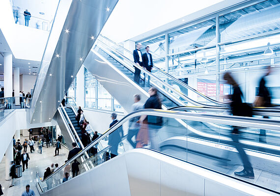 People on escalators