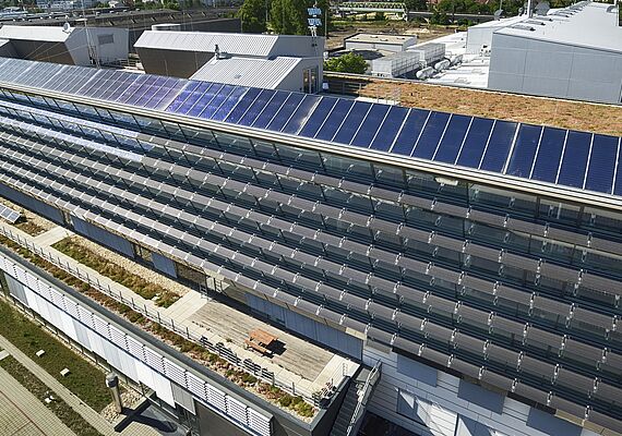 Energy Base Gebäude in Wien; Luftansicht