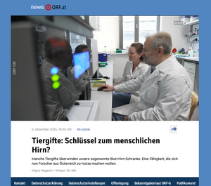 Screenshot der ORF Seite der Sendung. Titelbild mit Wissenschaftler:innen vor Bildschirm