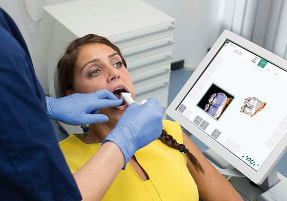 Dentalscanner für berührungslose Zahnvermessung mittels optischen 3D Scansensor