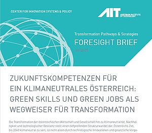Bild vom Titel des Foresight Briefs Green Skills and Jobs