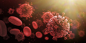 Virus and red blood platelets in vein