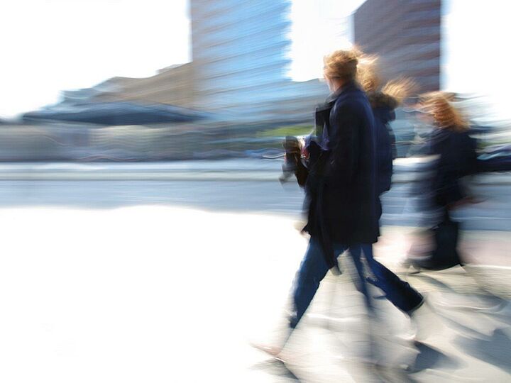 people walking fast