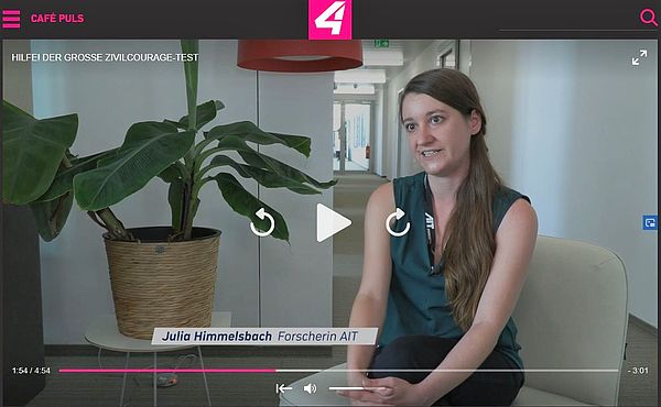 Screenshot aus dem Interview mit Julia Himmelsbach, AIT