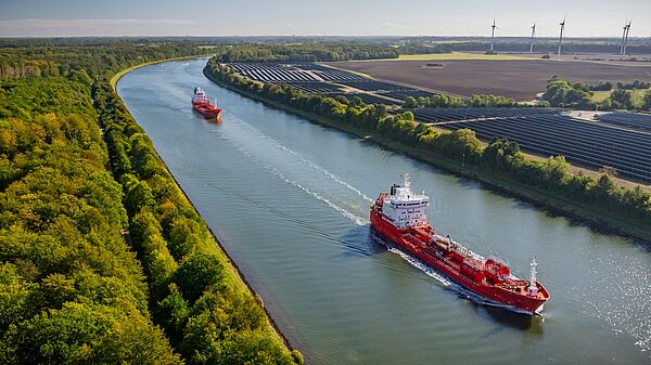 ship on river