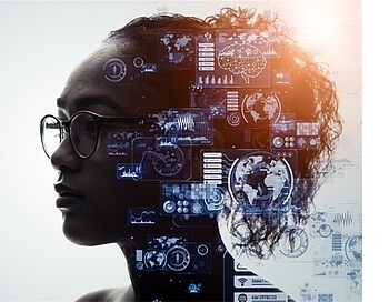 Imagebild Frau und neuronale Netze