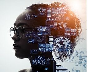 Imagebild Frau und neuronale Netze