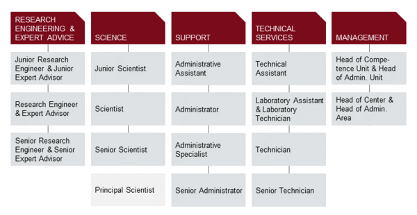 Diese Tabelle zeigt unsere Karrieremodelle mit deren spezifischen Karrierewegen