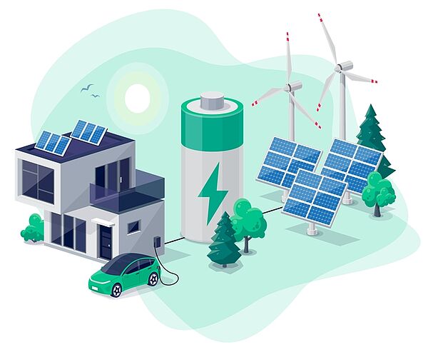 Schematische Darstellung des Batteriezyklus