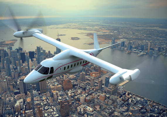 animiertes Flugzeug über New York