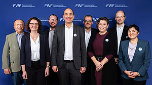 Gruppenbild vor FWF Hintergrund