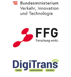 Logos der Förderer: bmvit, FFG, Digitrans