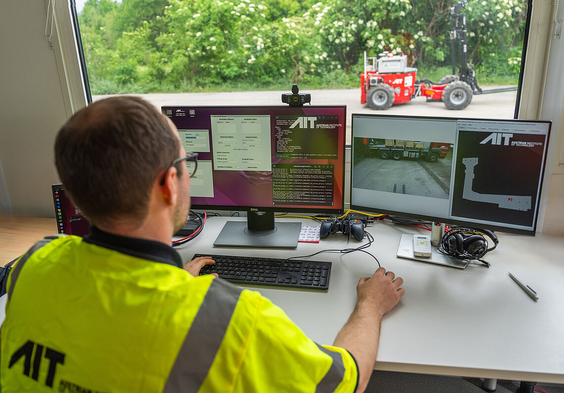 Control station of AIT Large Scale Robotics Lab from inside Copyright AIT tm-photography.at