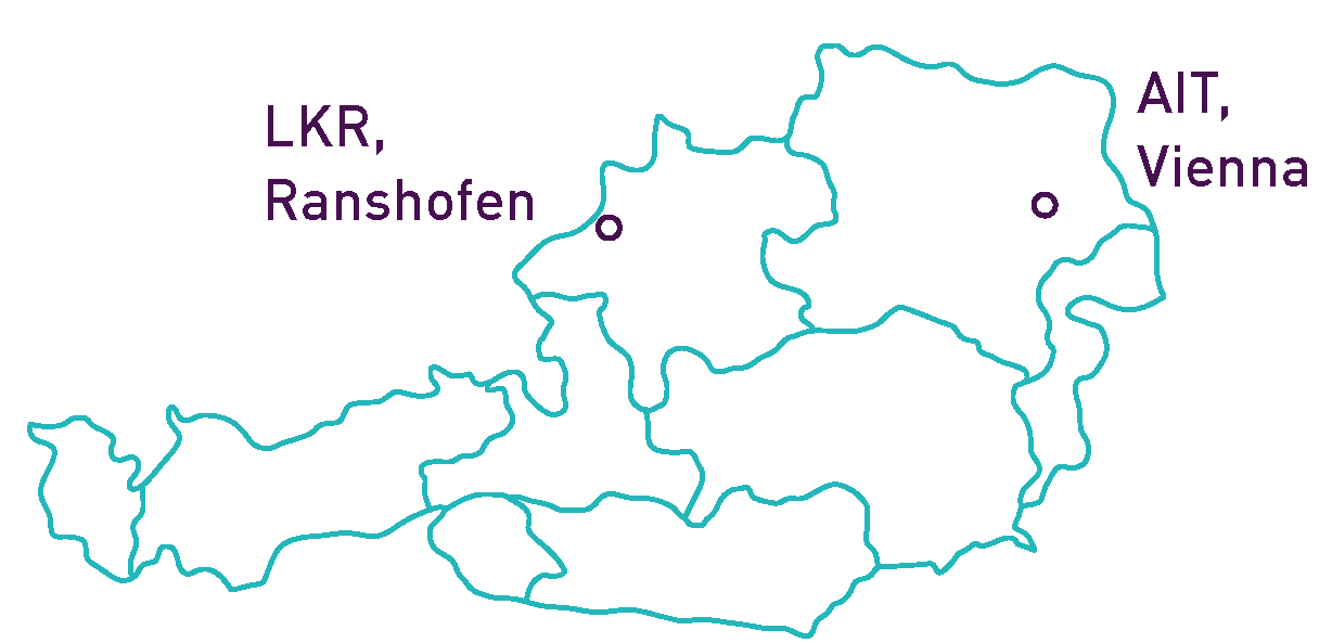 map location of LKR in Upper Austria and the AIT headquarter in Vienna