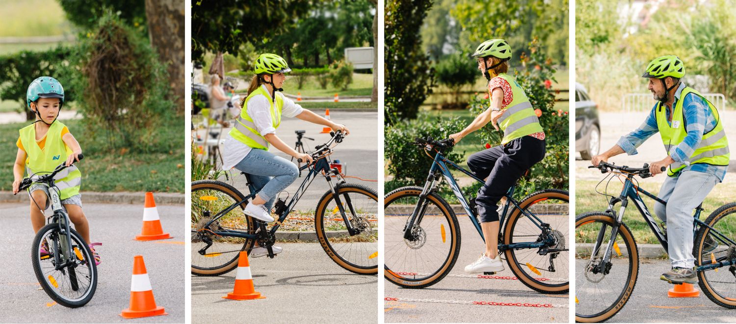 Menschen am Fahrradparcours