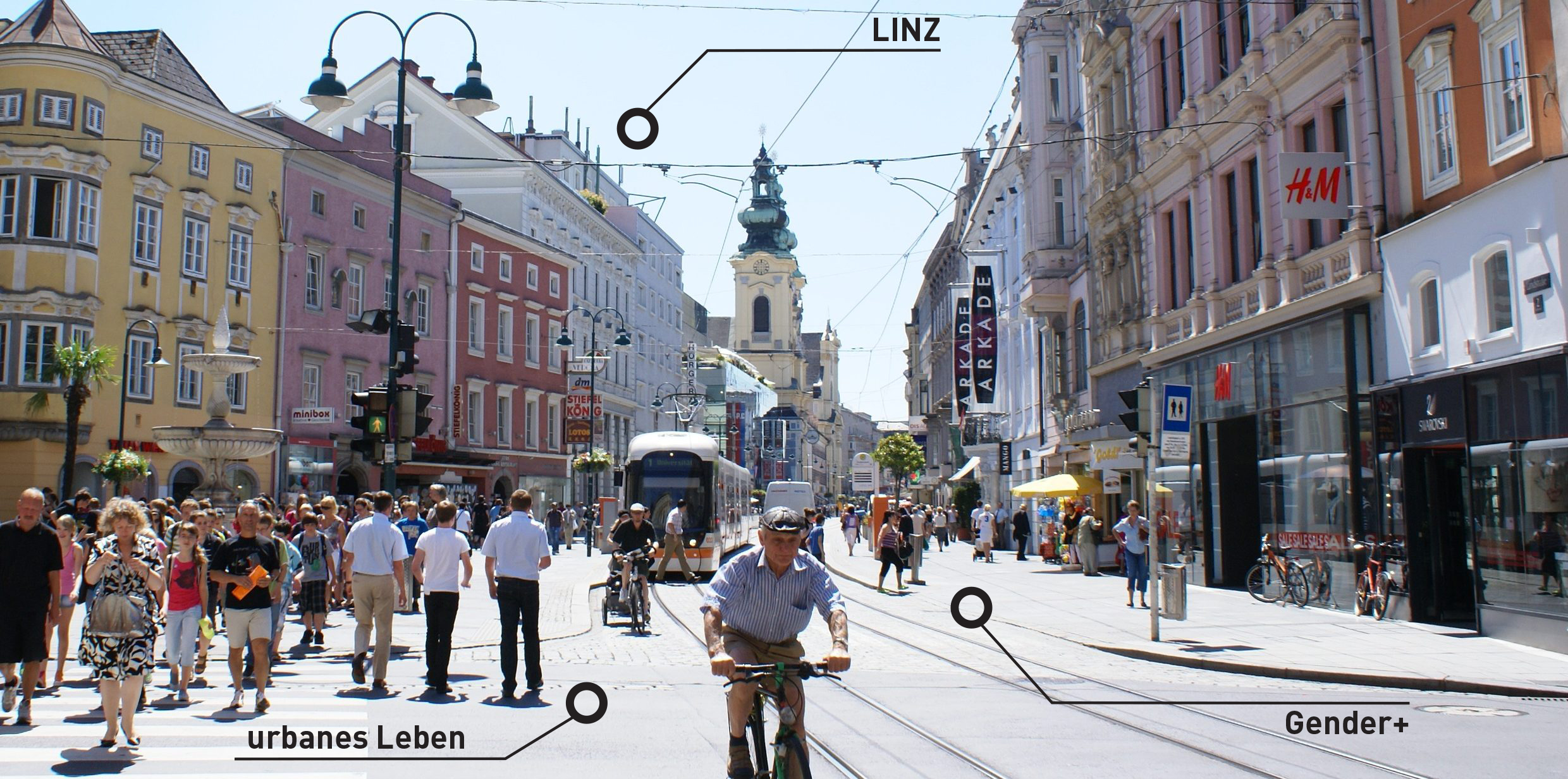 people walking on a street in Linz