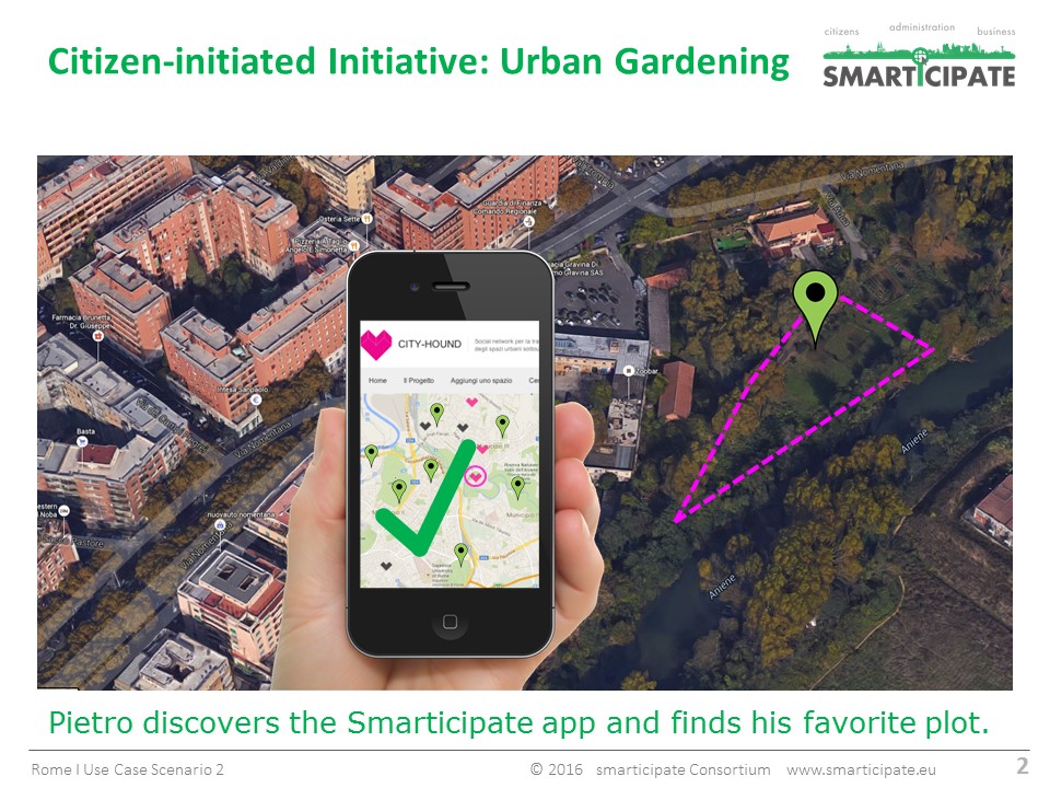 [Translate to English:] Smartcipate information graphic with the inscription "citizen-initiated initiative: urban gardening"