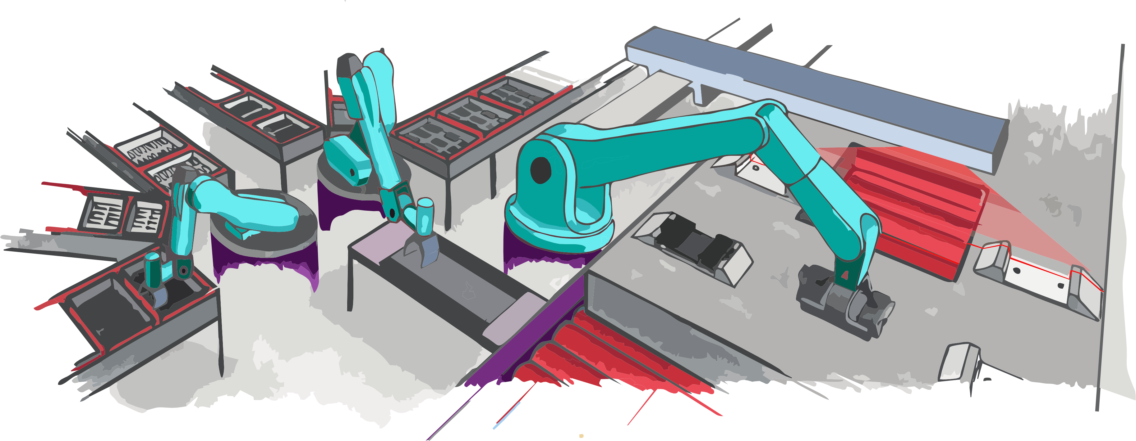 Perspektivische Grafik simuliert Roboter