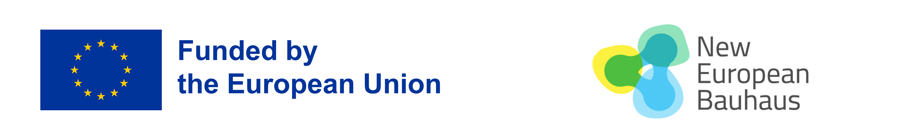 Logos: EU gefördert von der Europäischen Union, Neues europäisches Bauhaus